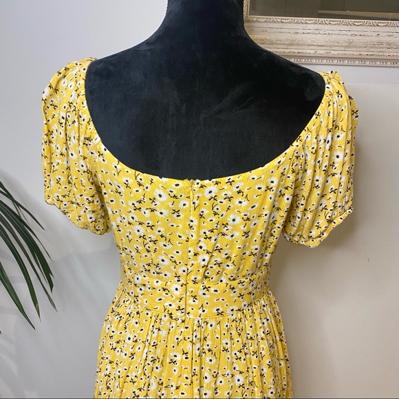 Mooloola Bright Yellow Floral Mini Dress Size 10 - Picture 7 of 12
